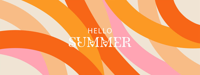 Creative concept of summer bright cover, card or poster in minimal style for corporate identity, branding, social media ads, promo. Modern design template in trendy geometric style