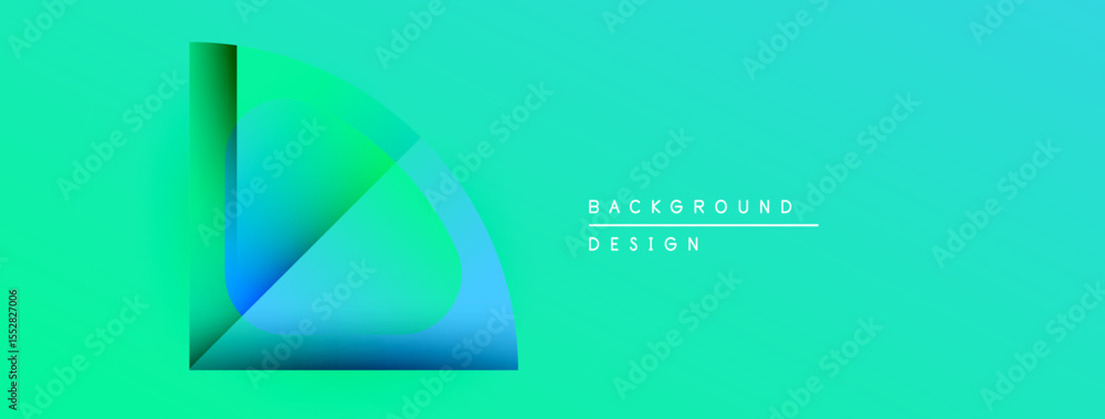 Poster Abstract gradient design features layered shapes. Turquoise, teal hues create modern visual impact. Text reads background design.