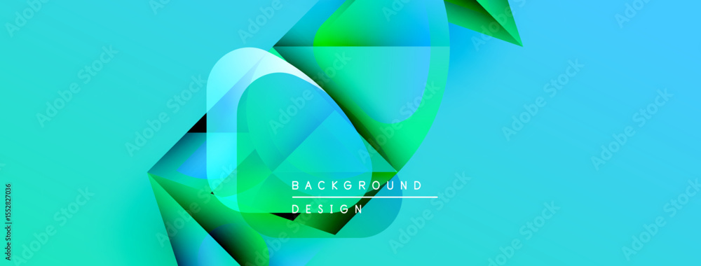 Aufkleber Abstract fluid shapes, vibrant turquoise background. Modern design elements create dynamic visual flow. Minimalist aesthetic.