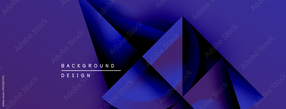 Poster abstract geometric shapes, vibrant blue hues, modern design. background features layered forms, crea