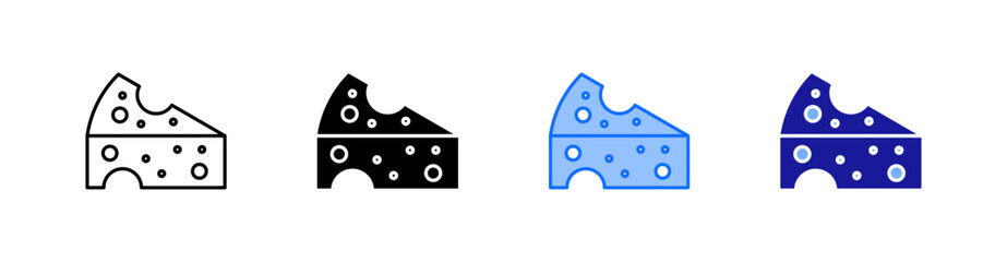 Cheese Multiple Style Icon Set Vector 