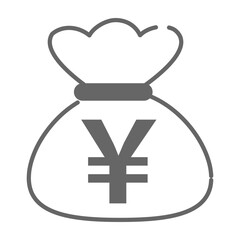 White Money Bag Icon with Yen Symbol