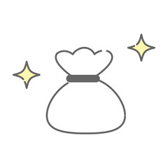 White Money Pouch Icon with Sparkles