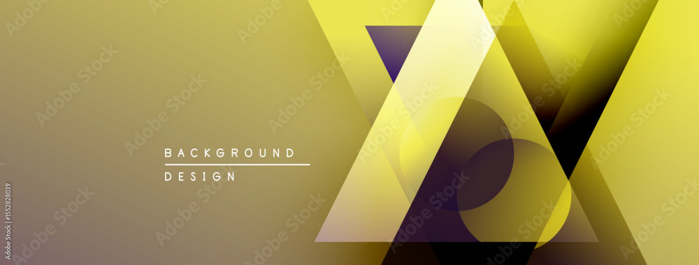 Poster Abstract geometric design. Golden gradients create layered shapes, modern aesthetic. Text reads background design. Minimalist composition.