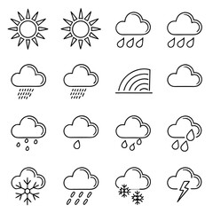 Minimal Weather Icons – Outline Style Vector Set |Monochrome Weather Icon Pack – Clean Line Art Symbols | Outline Weather Icons – Simple Vector Illustrations 