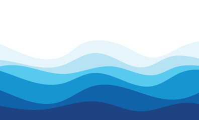 Sea waves layered vector background illustration and sea beach vector illustration.