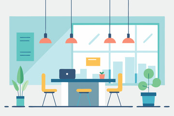 Modern kitchen interior design featuring home furniture like chairs, tables, and a desk, suitable for a comfortable office or living space concept