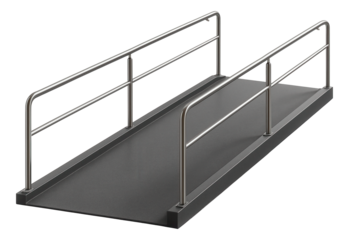 Entrance ramp designed for a private house, featuring a gentle slope and non-slip surface.