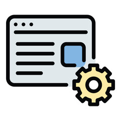 Blogger management icon flat line style illustration representing the organization and coordination of blogger activities and collaborations, suitable for influencer marketing, campaign planning,