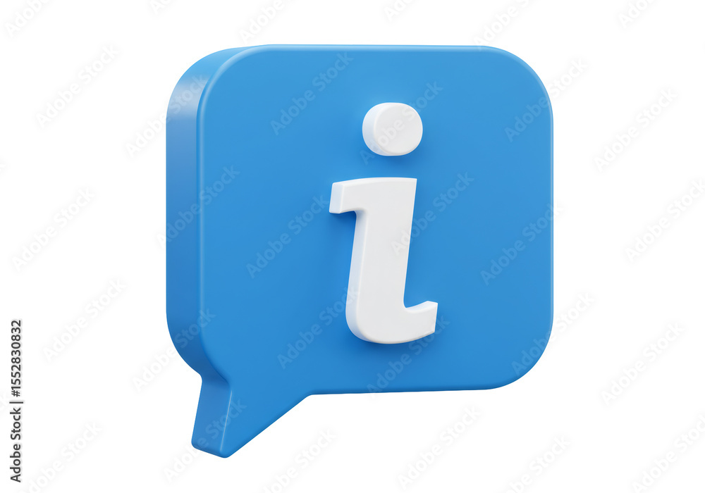 Poster blue information icon in 3d rendering on transparent background for website design