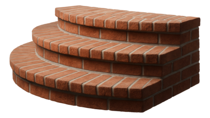 Brick outdoor steps with a curved design, perfect for a traditional home entrance.