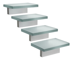 Glass outdoor steps with a frosted finish, adding a touch of modernity to a minimalist home.