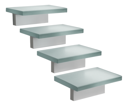 Glass outdoor steps with a frosted finish, adding a touch of modernity to a minimalist home.