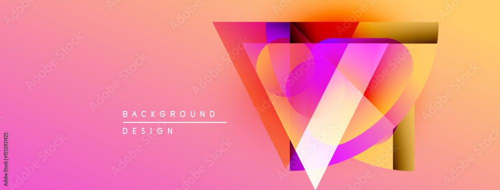 Aufkleber Abstract geometric design. Vibrant colors blend, creating dynamic visual effect. Modern background suitable for presentations, graphics.
