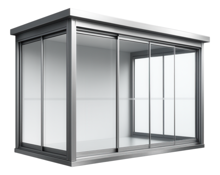 Glazed balcony with sliding glass panels for an apartment, allowing an unobstructed view while keeping the space weatherproof.