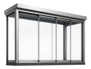Retractable glass balcony system for a cottage, allowing versatile use of the space in different weather conditions.