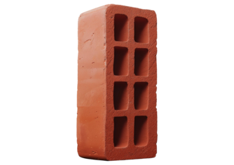 Solid clay bricks used for construction,Old red brick isolated on a transparent or white background