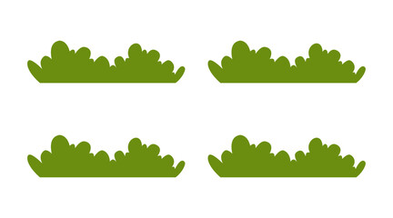 Nature Bush Elements. Set of Flat Green Plants Isolated on White Background