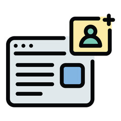 Blogger follower icon flat line style illustration representing individuals who subscribe to or engage with a blogger content, suitable for social media analytics, influencer marketing