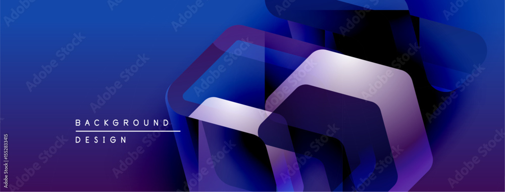 Aufkleber Abstract blue design features overlapping geometric shapes. Gradient colors create depth, modern aesthetic. Minimal text present.