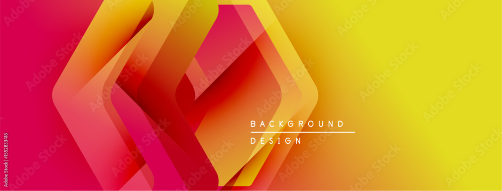 Aufkleber Abstract geometric layers create vibrant gradient effect. Red transitions to yellow, modern design element. Background texture visible.