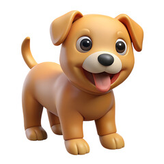3d Happy Puppy Icon With Wagging Tail White