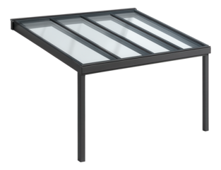 Glass-roofed terrace with a UV-resistant film, ideal for an apartment balcony to allow light while preventing glare.