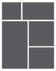 Image Photo Collage, Empty geometric photo collage grid rectangle template shape. Modern tiles pattern mosaic for portfolio presentation. Background and photo album for wall mood board.	
