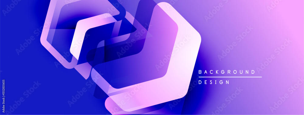 Aufkleber Abstract geometric shapes, purple hues, gradient background. Modern design elements create dynamic visual effect.