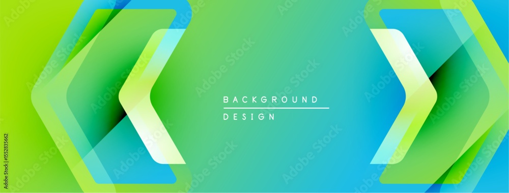 Aufkleber Abstract gradient background. Green, blue hues create dynamic arrow shapes. Minimalist design with text overlaybackground design.
