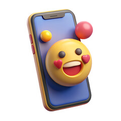 3d Illustration Of Smartphone With Emojis Popping