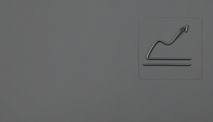 落ち着いたチャコール背景の右上に、柔らかなカーブを描く金属質の小さな折れ線グラフが控えめに配置され、ミニマルで洗練された印象を与える

