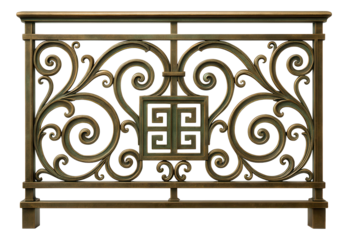 Bronze balcony railing with an antique patina finish for a historical townhouse.