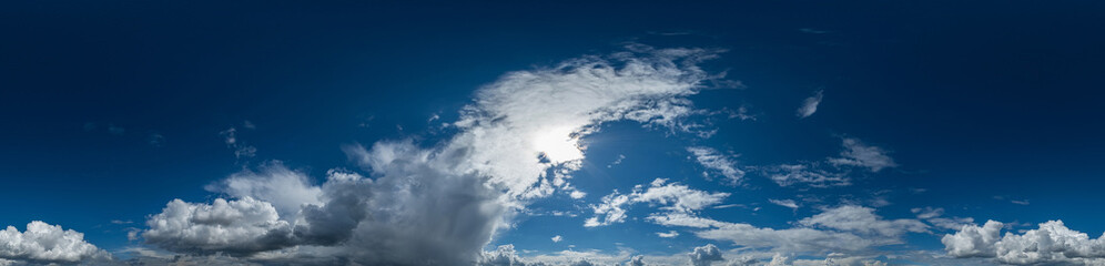 Seamless hdri panorama 360 degrees angle view blue sky with beautiful cumulus clouds with zenith...