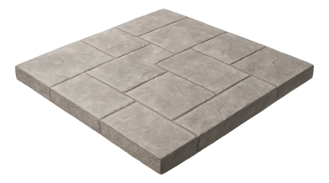 Stamped concrete flooring mimicking natural stone, ideal for a contemporary apartment terrace.