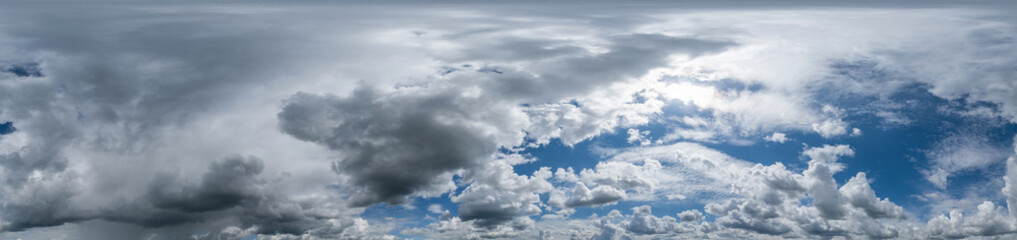 black sky hdri 360 panorama with dark cloud before storm in seamless projection with zenith for use...