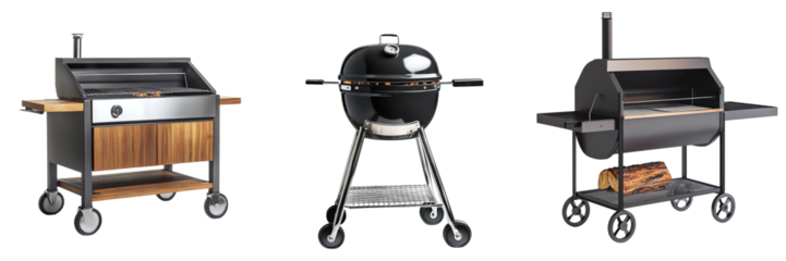 Set of yard barbecues isolated on transparent background PNG