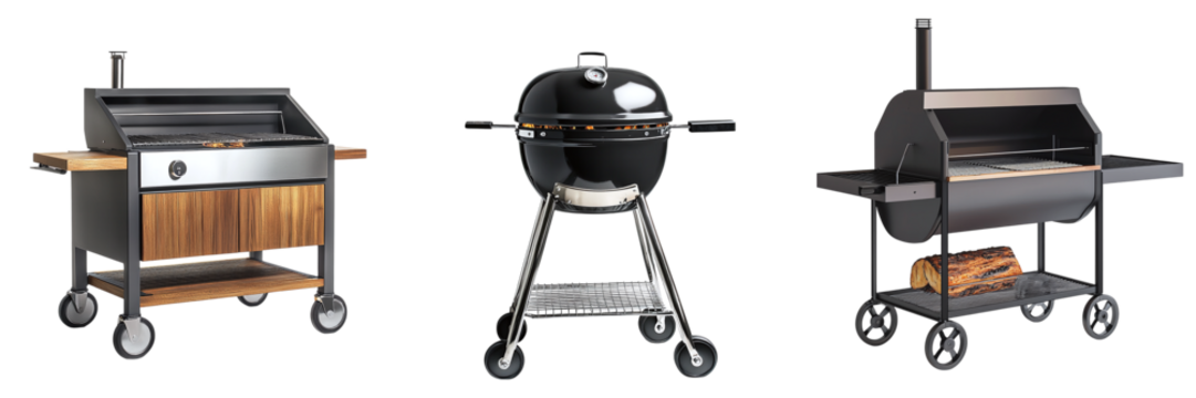 Set of yard barbecues isolated on transparent background PNG