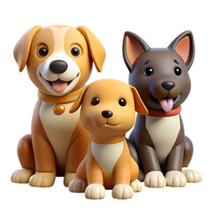 Cute 3d Dogs Of Different Breeds Sitting Together