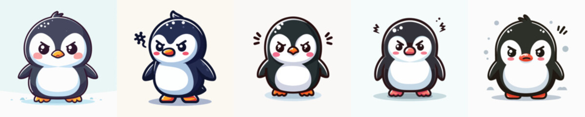 cute penguin vector angry expression