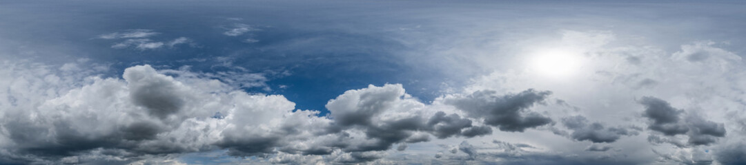 black sky hdri 360 panorama with dark cloud before storm in seamless projection with zenith for use...
