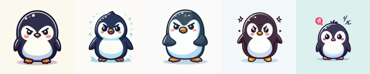 cute penguin vector angry expression