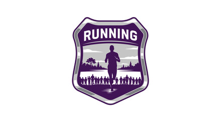 Obraz premium Silhouette of runners participating in a scenic running event outdoors in nature