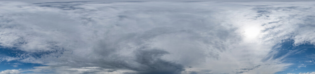 Overcast sky panorama on rainy day with Nimbostratus clouds in seamless spherical equirectangular...