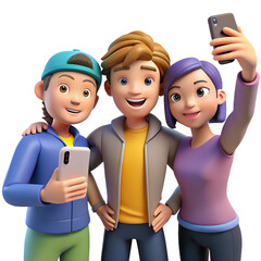 Group Of Teenagers Taking Selfie In Urban Setting