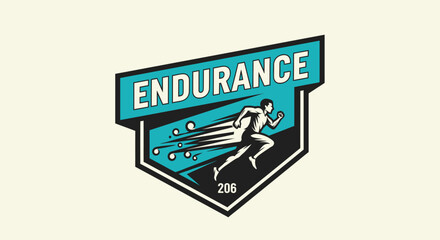 Logo design featuring a dynamic runner symbolizing physical endurance and strength in motion