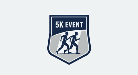 Fototapeta premium badge design with runners silhouette for a 5k running event promoting health and fitness