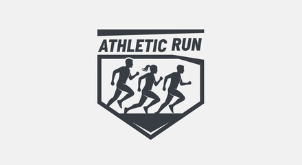 Silhouette of three runners in motion symbolizing athletic running competition and fitness