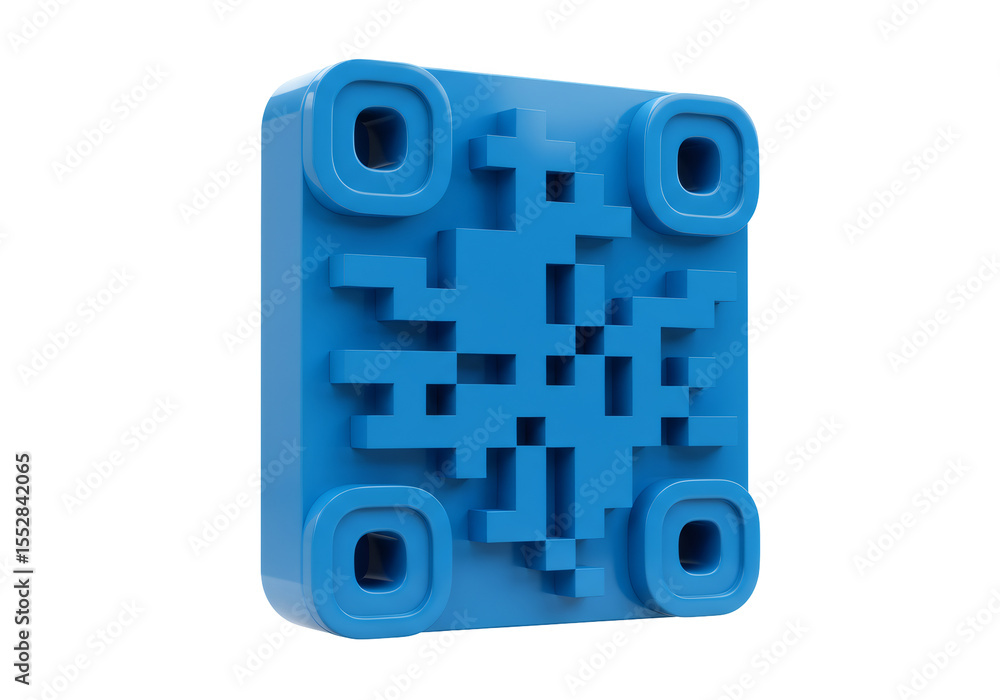 Fototapete abstract blue qr code square pattern with detailed pixels on transparent background