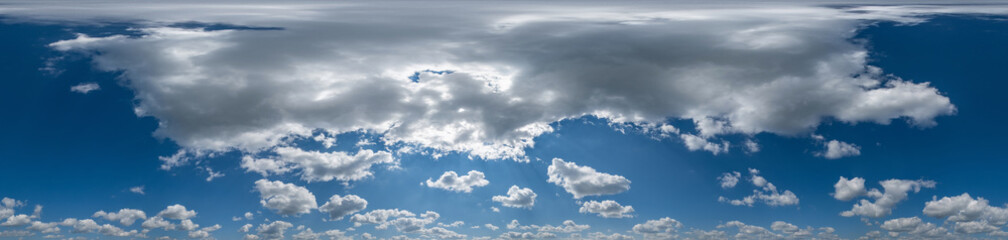 Seamless cloudy blue sky hdri panorama 360 degrees angle view with zenith and beautiful clouds for...